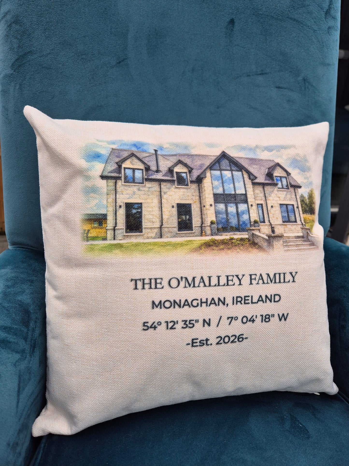 Watercolour House Portrait Cushion