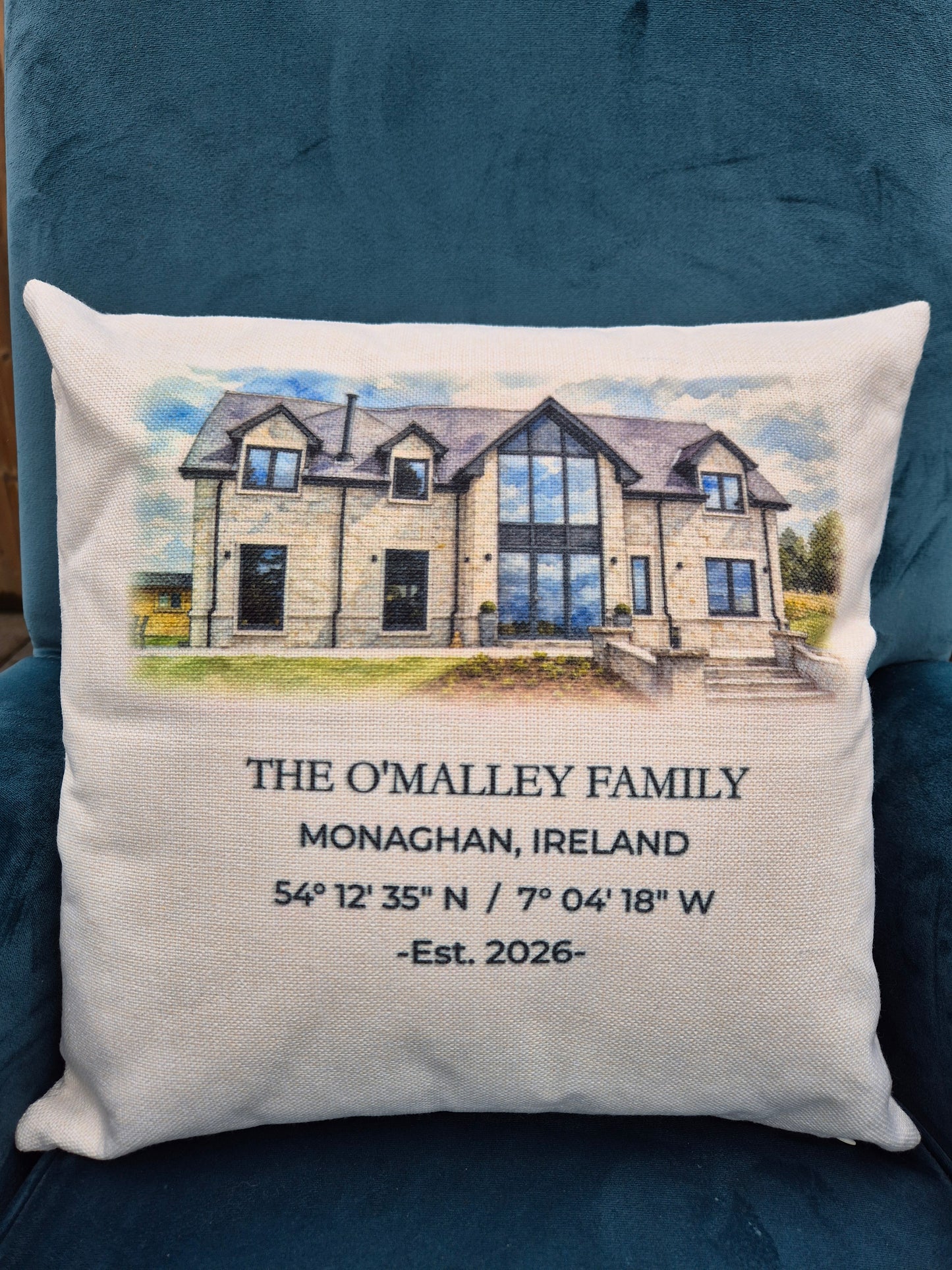 Watercolour House Portrait Cushion