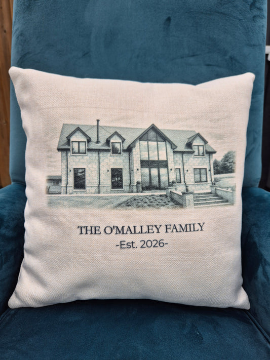 Sketch House Portrait Cushion