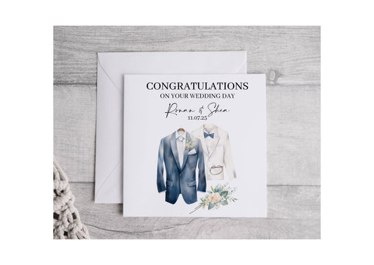"Two Grooms" Personalised Wedding Card
