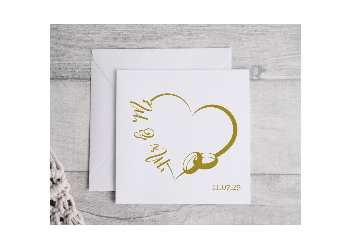 "Golden Hearts" Personalised Wedding Card